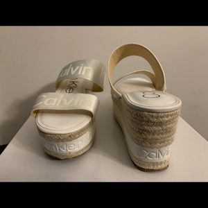 Calvin Klein white wedge sandals